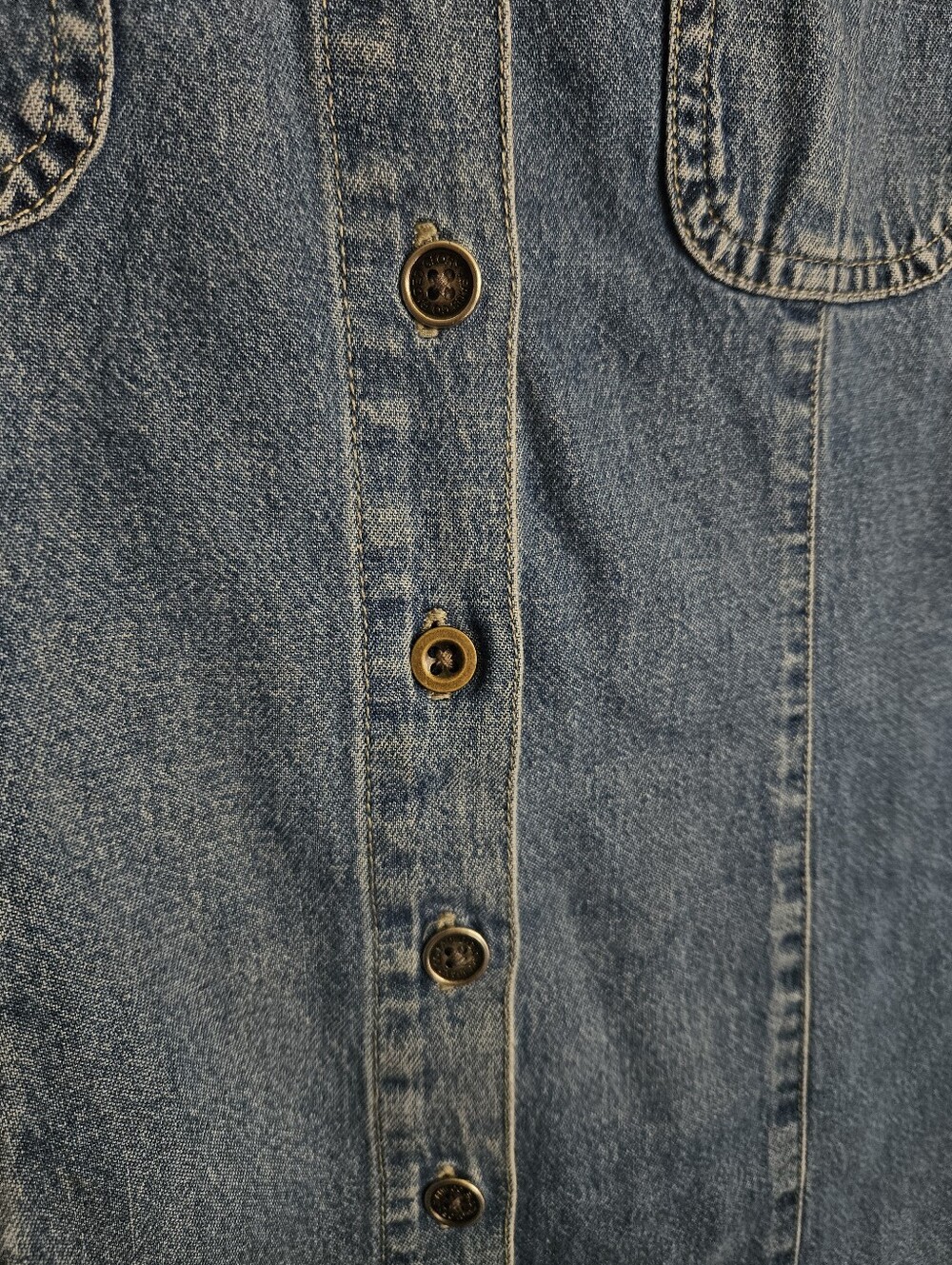 Vintage Faded Glory Blue Denim Button-Front Mini Dress - Picture 3 of 6